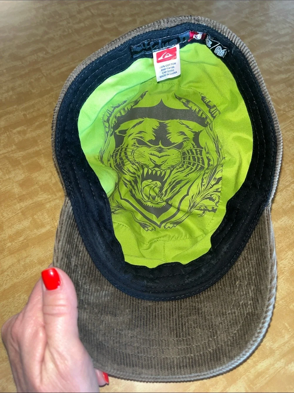 Quiksilver Unisex Green / Brown Corduroy Cadet Cap S/M